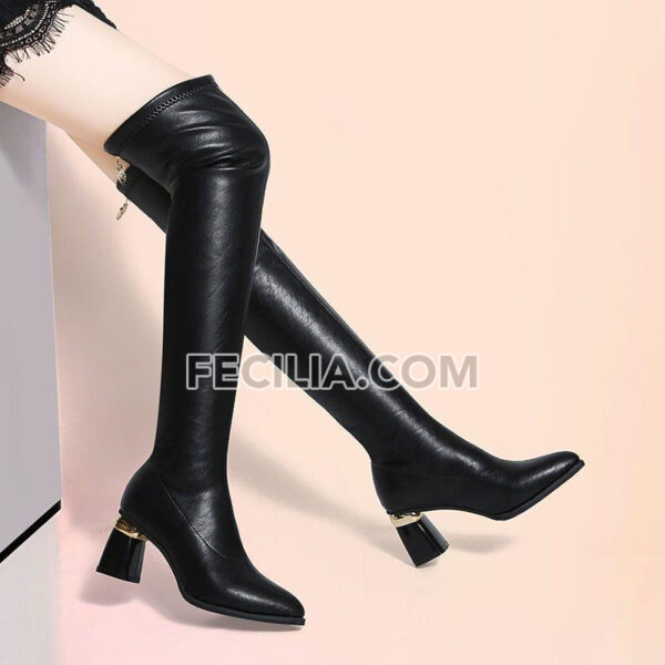 Giày bốt da cao qua đầu gối co dãn thời trang thu đông cho Nữ BOOTSNU115