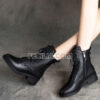 Giày Bốt da mềm cổ thấp buộc dây phong cách Hàn Quốc BOOTSNU097