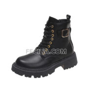 Giày Bốt Martin dành cho Nữ da cao cấp đế bằng BOOTSNU096