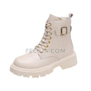 Giày Bốt Martin dành cho Nữ da cao cấp đế bằng BOOTSNU096