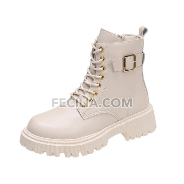 Giày Bốt Martin dành cho Nữ da cao cấp đế bằng BOOTSNU096