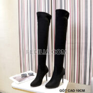 Giày Bốt Nữ cổ cao qua đầu gối da lộn gót nhọn 10 phân BOOTSNU100