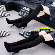 Giày Bốt Nữ cổ cao qua đầu gối da lộn gót nhọn 10 phân BOOTSNU100