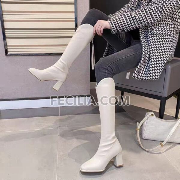Giày Bốt Nữ cổ lửng Da cao cấp mũi vuông đế cao 6cm BOOTSNU090