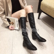Giày Bốt Nữ cổ lửng Da cao cấp mũi vuông đế cao 6cm BOOTSNU090