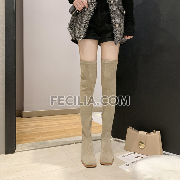 Giày bốt Nữ da Pu gót 5cm cá tính cao qua đầu gối BOOTSNU110