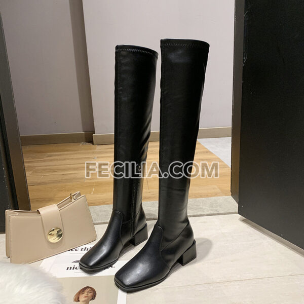 Giày bốt Nữ da Pu gót 5cm cá tính cao qua đầu gối BOOTSNU110