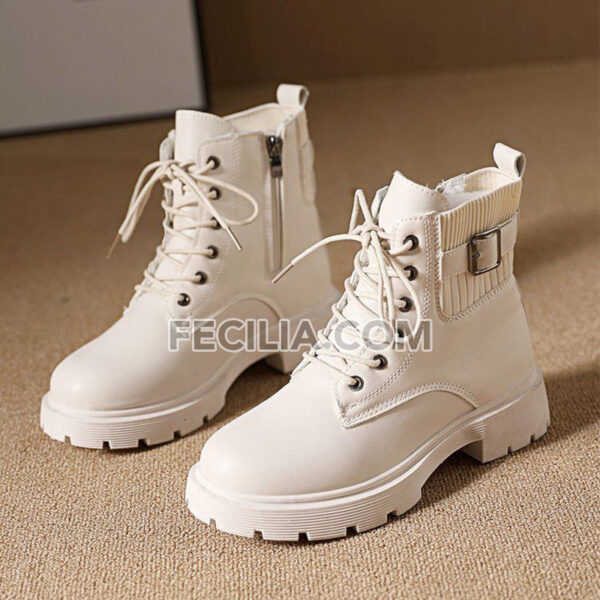 Giày Bốt Nữ Martin đế bằng buộc dây phong cách Anh Quốc BOOTSNU093