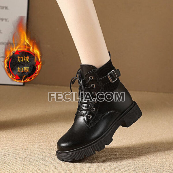 Giày Bốt Nữ Martin đế bằng buộc dây phong cách Anh Quốc BOOTSNU093