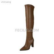 Giày bốt Nữ mũi nhọn cổ cao qua đầu gối chất da mềm phong cách Âu Mỹ BOOTSNU109