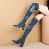 Giày Bốt Nữ vải Jean cổ cao qua đầu gối phong cách Hàn Quốc BOOTSNU132