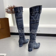 Giày Bốt Vải Denim cổ cao qua đầu gối cho Nữ BOOTSNU134