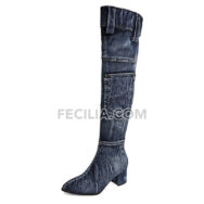Giày Bốt Vải Denim cổ cao qua đầu gối cho Nữ BOOTSNU134