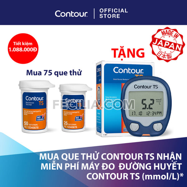 Máy đo đường huyết CONTOUR TS chính hãng tặng kèm 75 que thử | MDH006