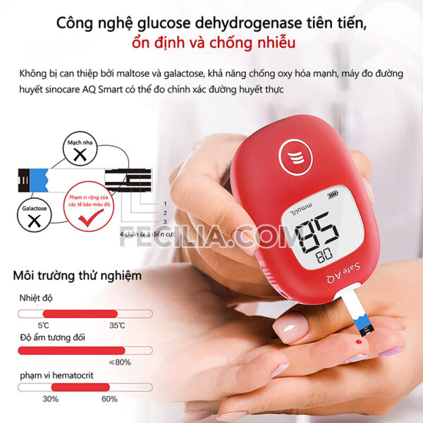 Máy Đo Đường Huyết Sinocare Safe AQ Smart chính hãng kèm 50 que thử | MDH009