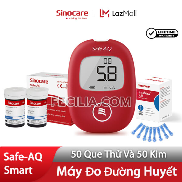 Máy Đo Đường Huyết Sinocare Safe AQ Smart chính hãng kèm 50 que thử | MDH009