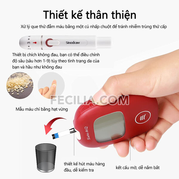 Máy Đo Đường Huyết Sinocare Safe AQ Smart chính hãng kèm 50 que thử | MDH009
