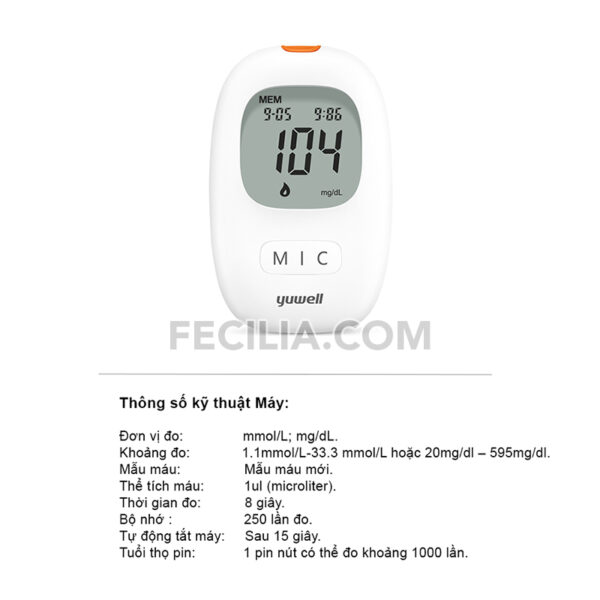 Máy đo đường huyết Yuwell 710 chính hãng kèm 60 Que thử | MDH013