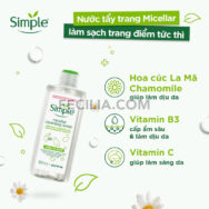 Combo Simple Tẩy trang + Sữa rửa mặt + Nước hoa hồng cho da sạch khỏe |NTT041