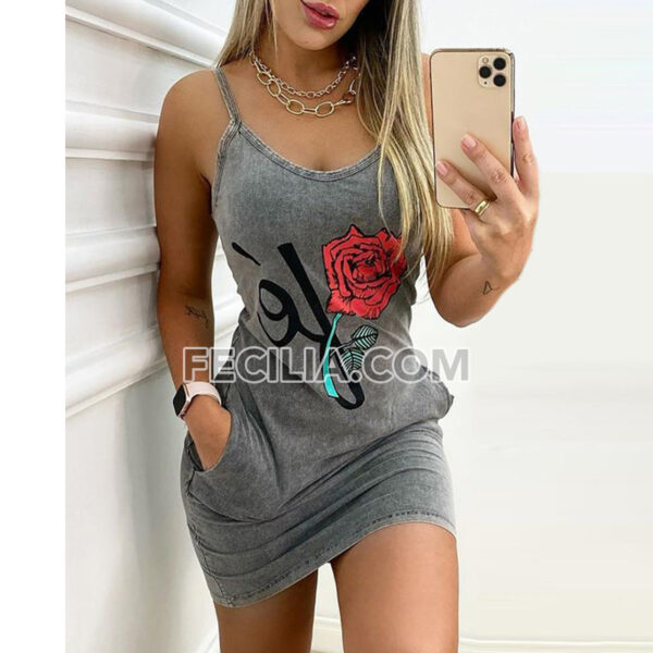 Đầm 2 dây trễ cổ chất liệu thun, ôm mông |FAW456