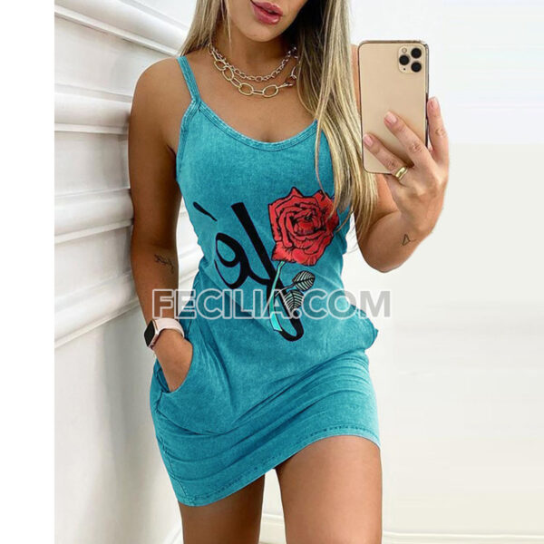 Đầm 2 dây trễ cổ chất liệu thun, ôm mông |FAW456