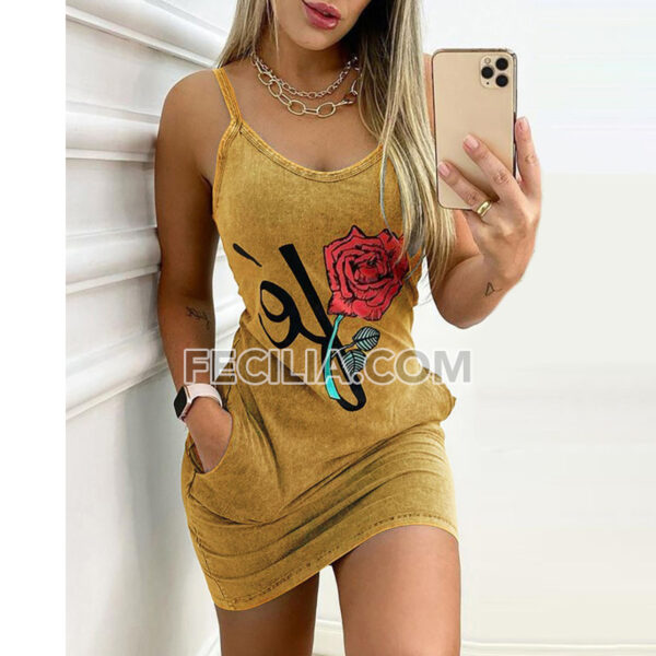 Đầm 2 dây trễ cổ chất liệu thun, ôm mông |FAW456