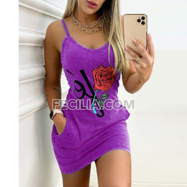 Đầm 2 dây trễ cổ chất liệu thun, ôm mông |FAW456
