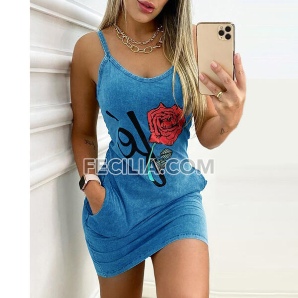 Đầm 2 dây trễ cổ chất liệu thun, ôm mông |FAW456