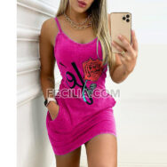 Đầm 2 dây trễ cổ chất liệu thun, ôm mông |FAW456