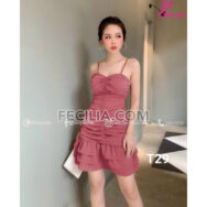 Đầm Body 2 dây đuôi cá màu đen có nhún | FAW383