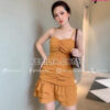 Đầm Body 2 dây đuôi cá màu đen có nhún | FAW383