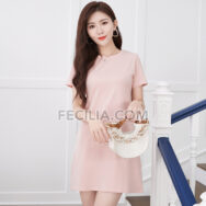 Đầm có Tay vải thun Form rộng cổ tròn Trắng - Đen - Hồng |FAW454