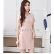 Đầm có Tay vải thun Form rộng cổ tròn Trắng - Đen - Hồng |FAW454