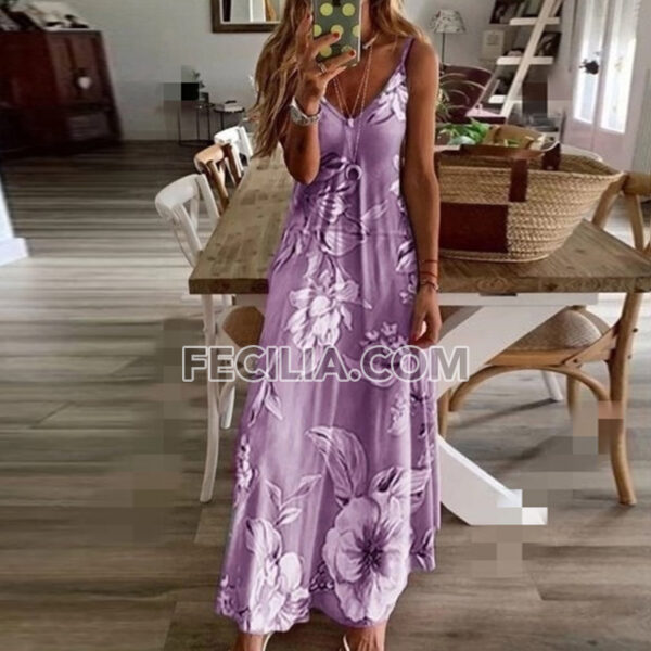 Đầm dài Maxi in Hoa dai dây trễ ngực | FAW400