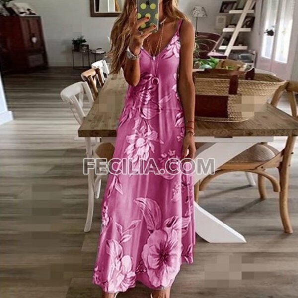 Đầm dài Maxi in Hoa dai dây trễ ngực | FAW400