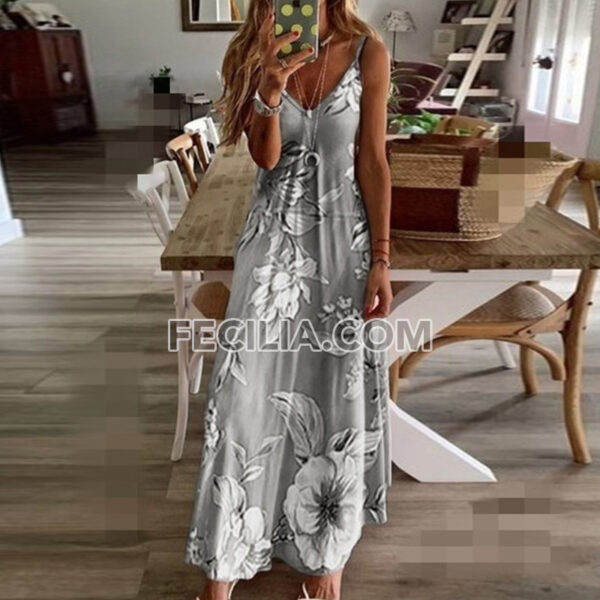 Đầm dài Maxi in Hoa dai dây trễ ngực | FAW400
