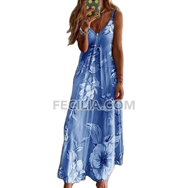 Đầm dài Maxi in Hoa dai dây trễ ngực | FAW400