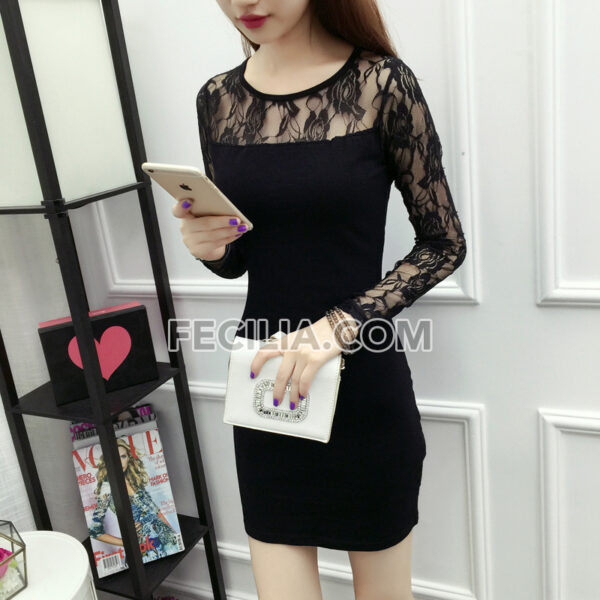 Đầm dự tiệc phối ren tay dài, form ôm mông | FAW430