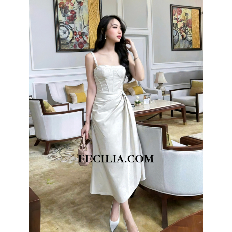 Đầm dự tiệc thương hiệu Đầm Váy Mina thiết kế chất liệu Linen P23740_08