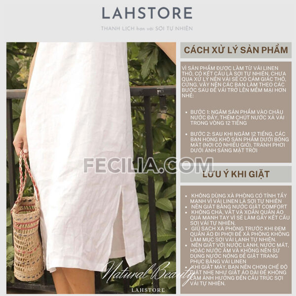 Đầm Linen suông 2 dây LAHSTORE màu trắng |FAW368