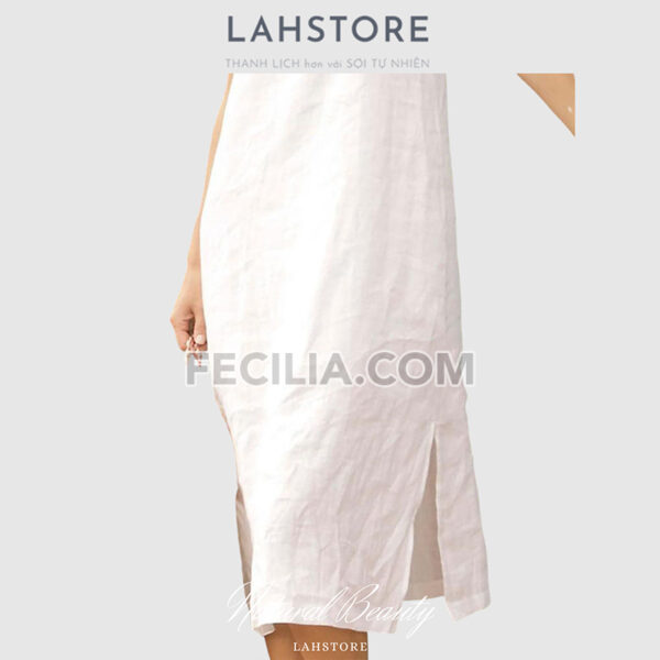 Đầm Linen suông 2 dây LAHSTORE màu trắng |FAW368
