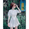 Đầm Nữ cổ tròn xẻ lưng chân váy xếp tầng màu trắng |FAW379