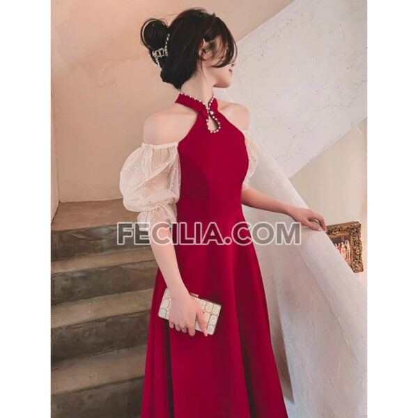 Đầm Nữ cổ Yếm trễ vai có bâu ở vai | FAW403