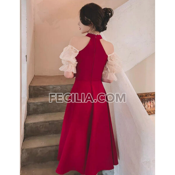 Đầm Nữ cổ Yếm trễ vai có bâu ở vai | FAW403