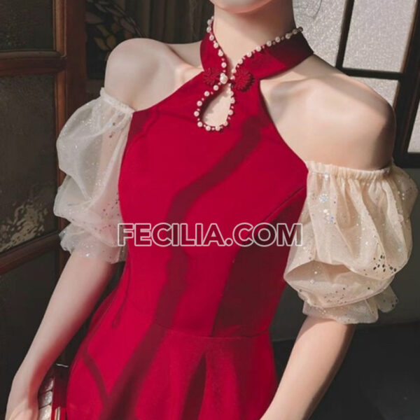 Đầm Nữ cổ Yếm trễ vai có bâu ở vai | FAW403