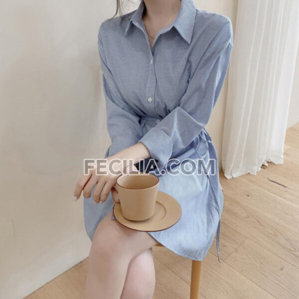 Đầm Nữ lệch tà cổ áo sơ mi kiểu dáng công sở |FAW420