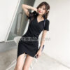 Đầm Nữ tay lửng màu đen cổ chữ V gợi cảm |FAW378