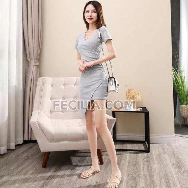 Đầm Nữ tay lửng màu đen cổ chữ V gợi cảm |FAW378