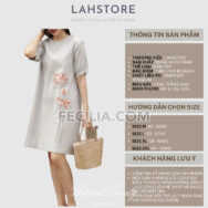 Đầm Nữ trung niên thêu hoa màu Cam đất |FAW366