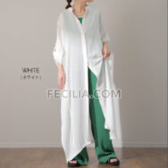 Đầm Sơ Mi Maxi trắng Đen vải lanh khoác ngoài |FAW397